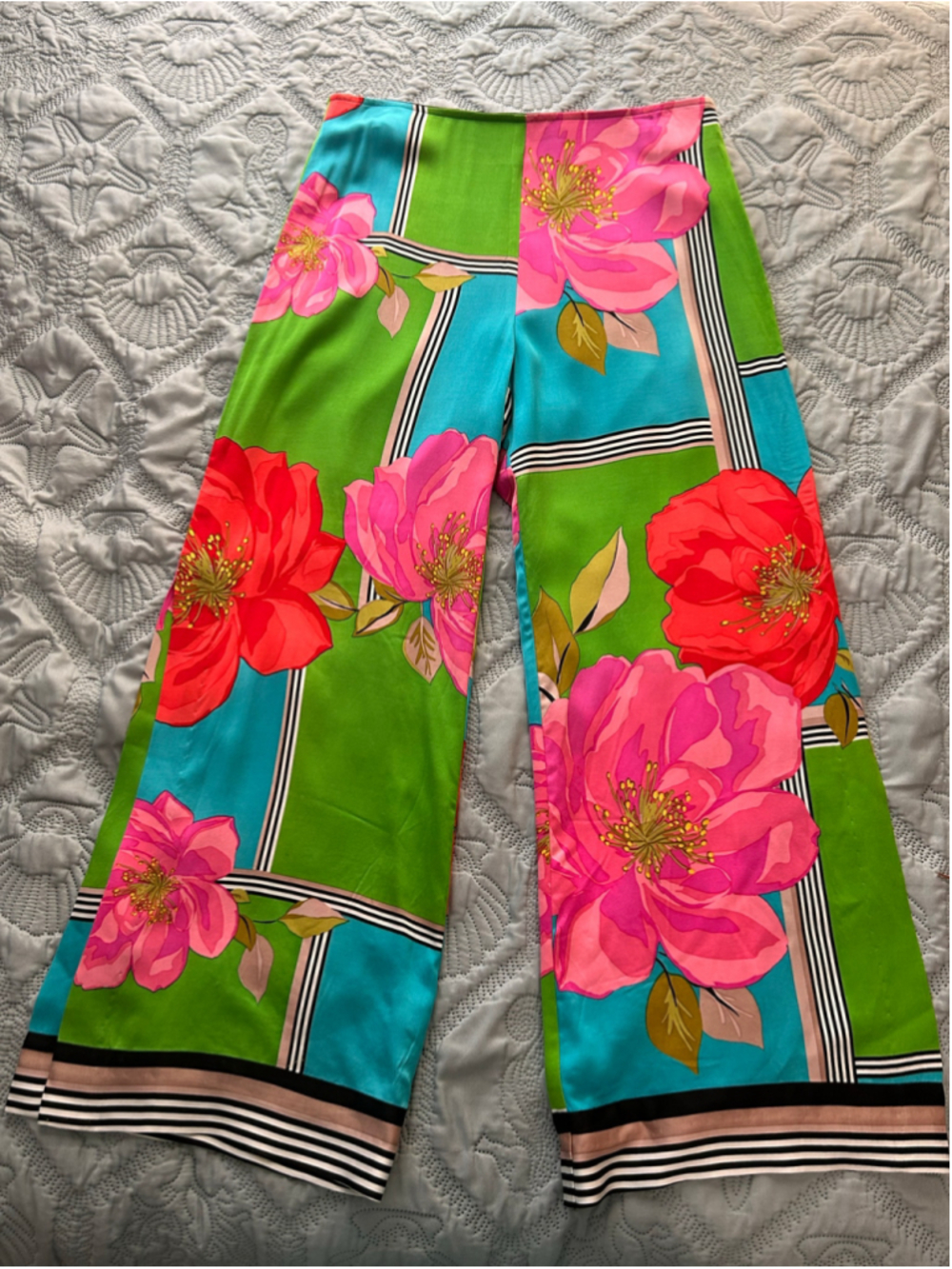Trina Turk Playa de Flor Wide Leg Floral Pull-On Pants Size 8